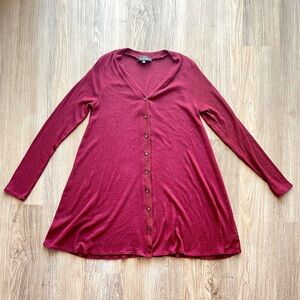Lulus Ruby Red Long Cardigan Sweater